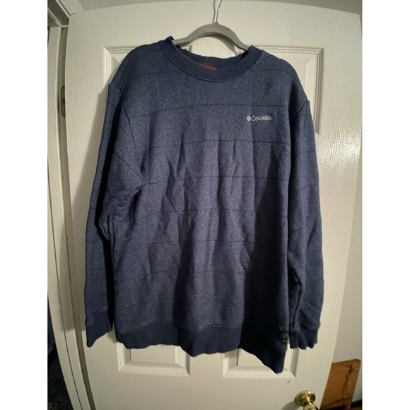Columbia Other - Columbia Men's XL Regular Blue Solid Cotton Knit Crewneck Logo Pullover Sweater
